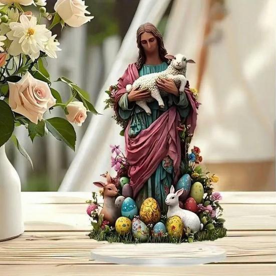 Acrylic Table Sign 2D Flat Fairy/Tree/Nativity Scene/Crow Desktop Ornament for Christmas Easter Home Office Shelf Tabletop Decor