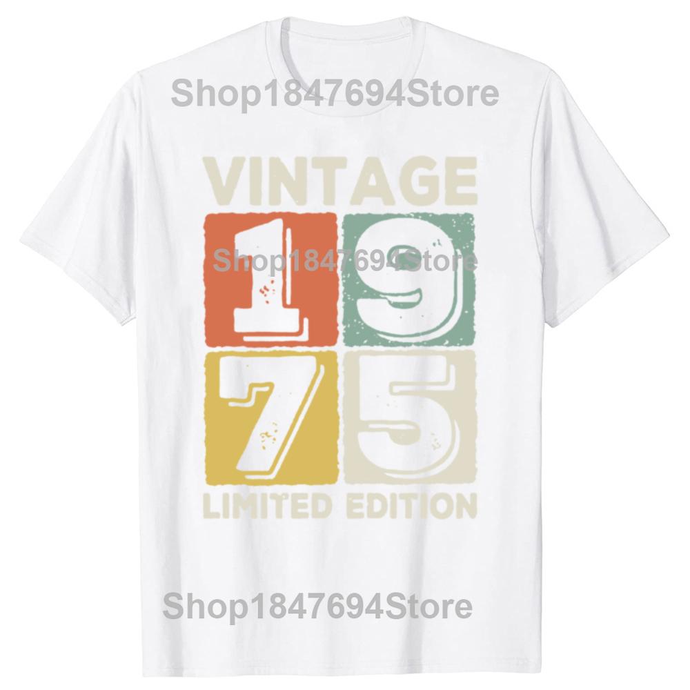 Vintage 1975 Limited Edition Men T Shirts Retro Classic Art Print Tees Short Sleeve O Neck Harajuku Streetwear Birthday Gifts