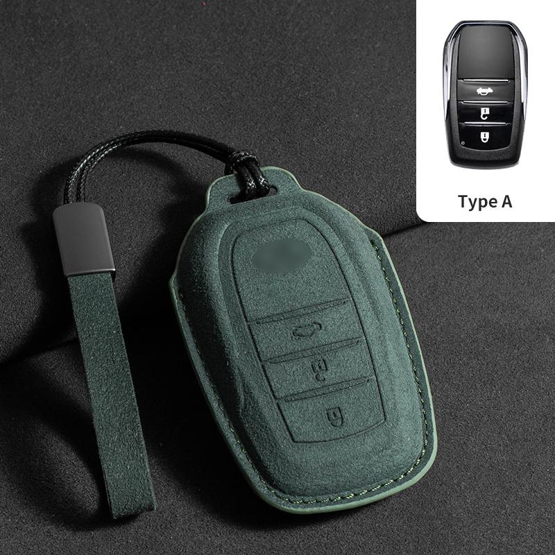 Leather Car Key Case for Toyota Prius Camry Corolla CHR C-HR RAV4 Land Cruiser 2/3 Button Keychain Suede Accessories