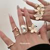 Diamond-set Irregular Flower Pea Open Ring Niche Design Index Finger Ring Light Luxury High-end Jewelry