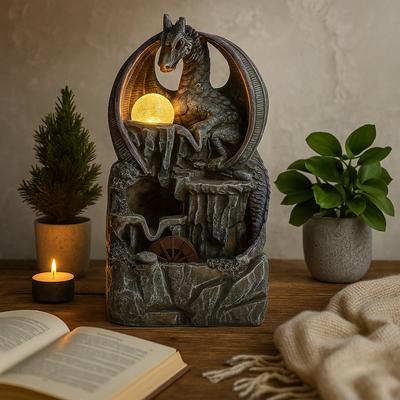 Tabletop Fountain Dragon 35cm Crystal Ball Water Wheel
