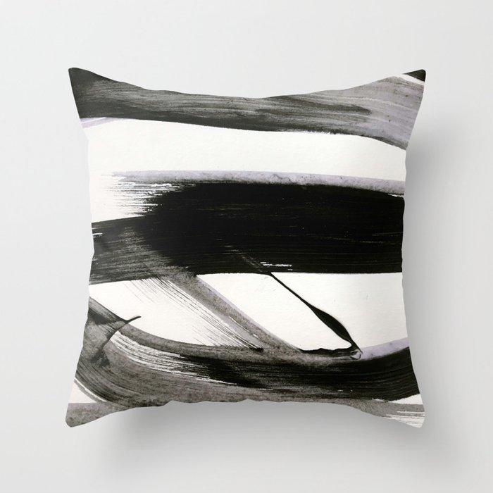 

One Brushstroke Black and White Simple Plush Pillowcase Cushion Cover Home Decor 16x16Inch