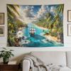 A Stylish Tapestry, Sailing Ship, Tropical Island, Blue Ocean,perfect for Sprucing up Wall Decor in Homes, Dorms and Bedrooms.