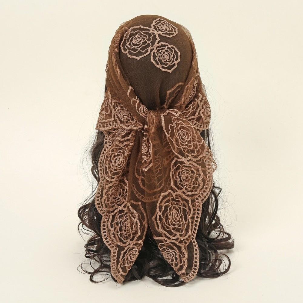 Floral Embroidery Lace Scarf Lightweight Sunscreen Shawls Fashion Headscarf Summer
