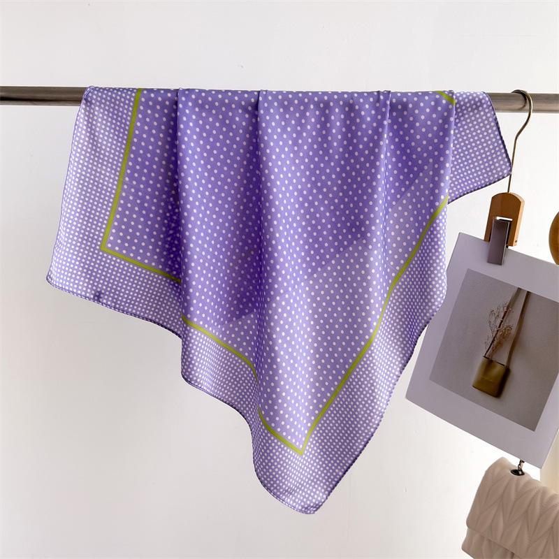 

8Color Luxury Dot Print 70cm Square Scarves Women s Silk Scarf Bandana Small Neckties Hairbands Hijab Wrap Foulard Shawl 70x70cm