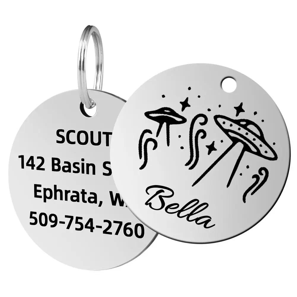 Personalized Anti-lost IDTag Stainless Steel Keychians Keyrings Pet Address Tel Dog Collar Accessory Engraved Puppy Pendant I3E3