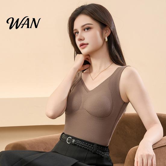 Thermal Layer for Women Seamless Slim Fit Warm Camisole, Vest with Built-in Slimming Body Shaper Bra, Sleeveless Base Velvet Tops Autumn Winter