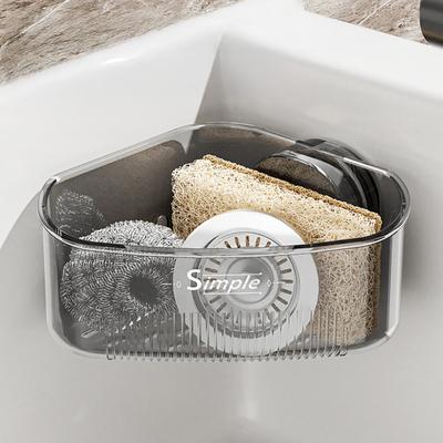 2Pcs Sponge Holder Kitchen Sink Storage Organizer Large Capacity Drain Hole Design Easy To Install Triangle Sink Strainer Rack