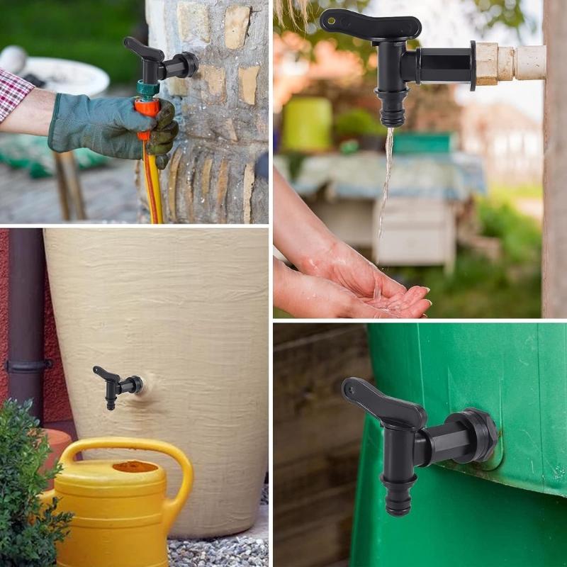 2 Stück Ablasshahn Regentonne 3/4 Zoll Hahn mit Dichtung Überwurfmutter Dichtband für Regenwasserfässer Wassertank Regentonnen Hahn