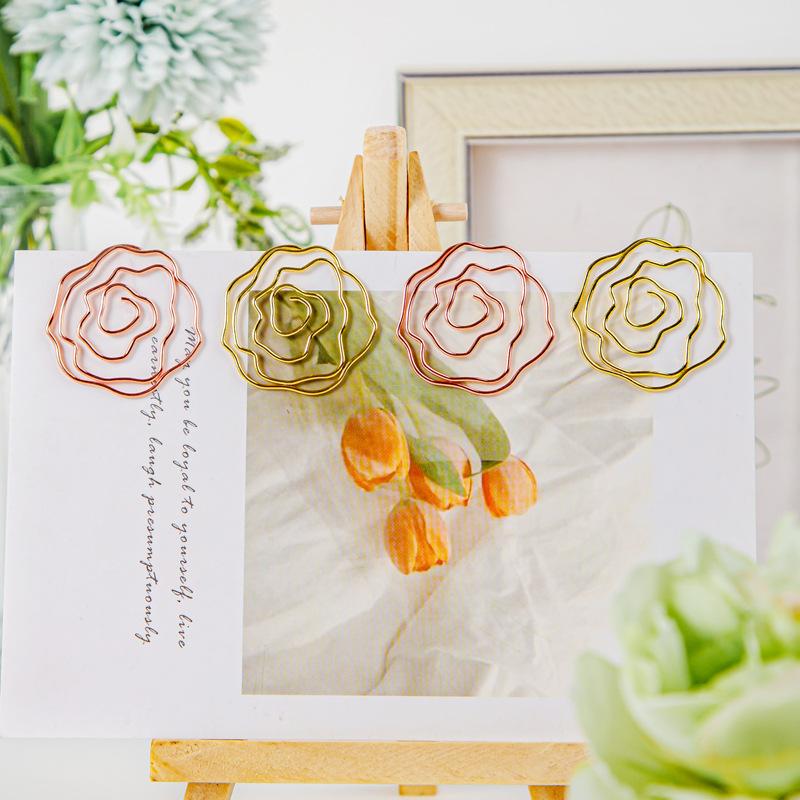 Rose Flower Shaped Metal Paper Clips Cute Floral Decorative Clips Office School Journaling Scrapbooking Document Organization