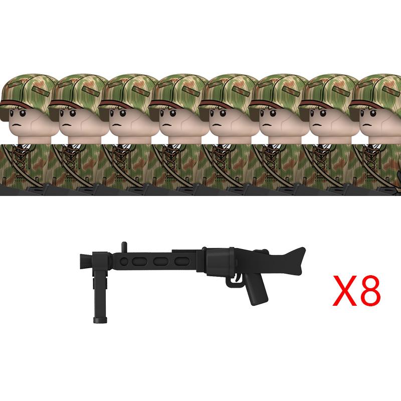 Non-Toxic Ww2 Military German Soldiers Figures Building Blocks 43 Type Swamp Camouflage Army Infantry Helmet Weapons Bricks Toys For Kids