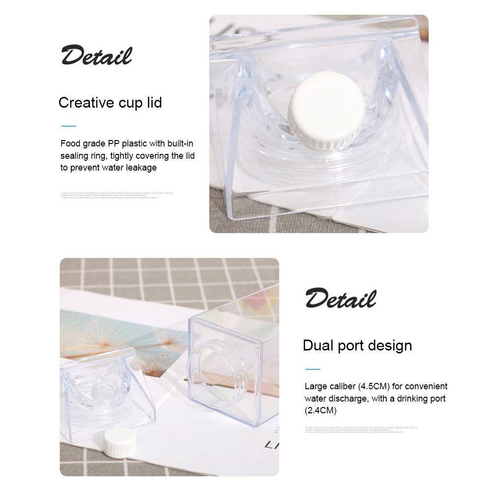 Transparent Water Bottle Creative Milk Carton Leak-Proof Large Capacity Water Cup Freshs Storage Bottle For Milk Juices Water