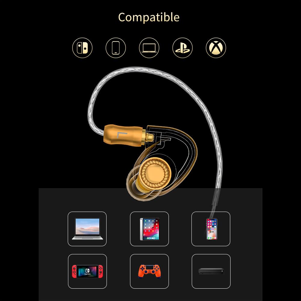 Hifi Kingdom EPZ Q5 Hifi Monitoring Dual Cavity Dual Magnetic 10mm Ceramic Carbon Nano Dynamic Coil 4 Core Single Crystal Silver Plated Copper MMCX