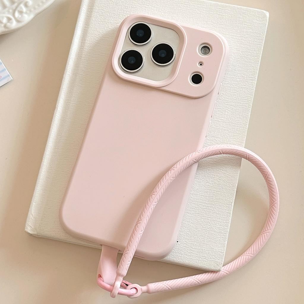 Ins Solid Color Simple Iphone17pro Max for 15 iPhone Case 16 Premium Silicone Hand Rope 13 Soft
