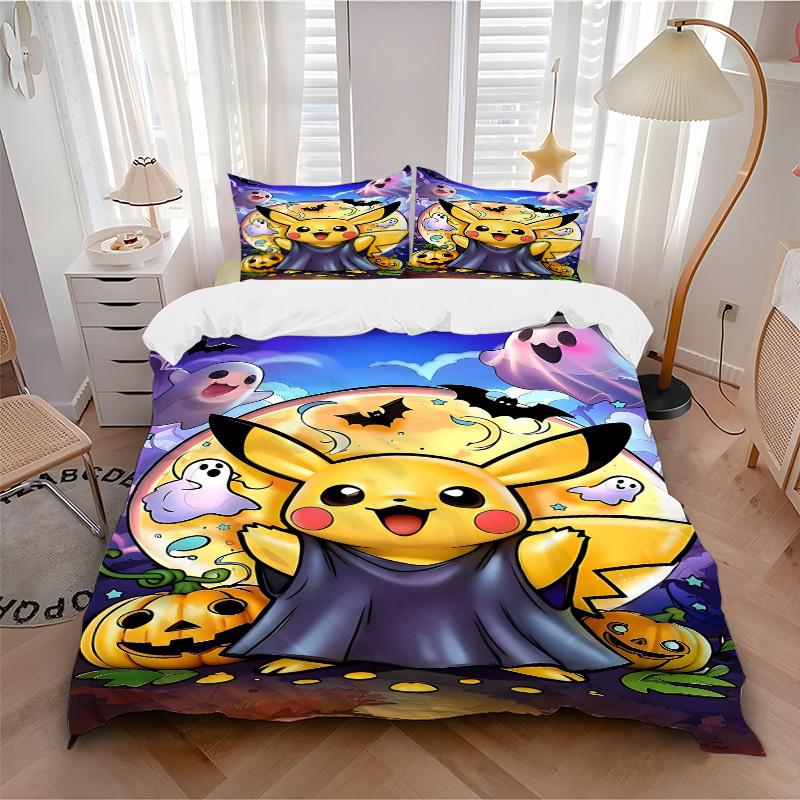 3pcs Pikachu Duvet Cover Set, Includes 1 Duvet Cover and 1/2 Pillowcases (No Insert) Yy251104232