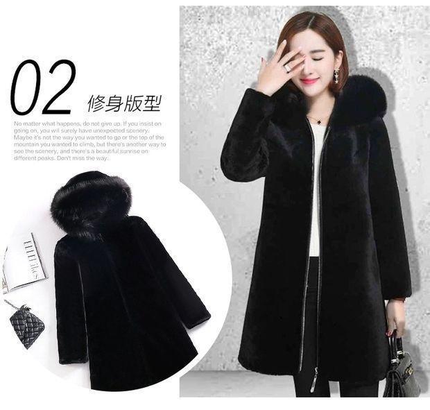 Autumn and Winter New Thickened Imitation Mink Leather Coat Long Slim Coat