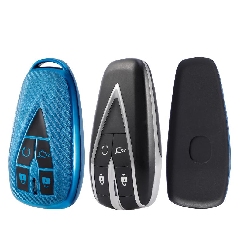 For Changan CS35 PLUS CS55 PLUS CS75 PLUS 2019-2022 TPU Carbon Fiber Car Smart Key Case Cover Bag Shell Keychain Protector