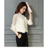 Spring New Lace Chiffon Shirt Women's Mesh Ruffled Stand Collar Long Sleeve Shirt Top