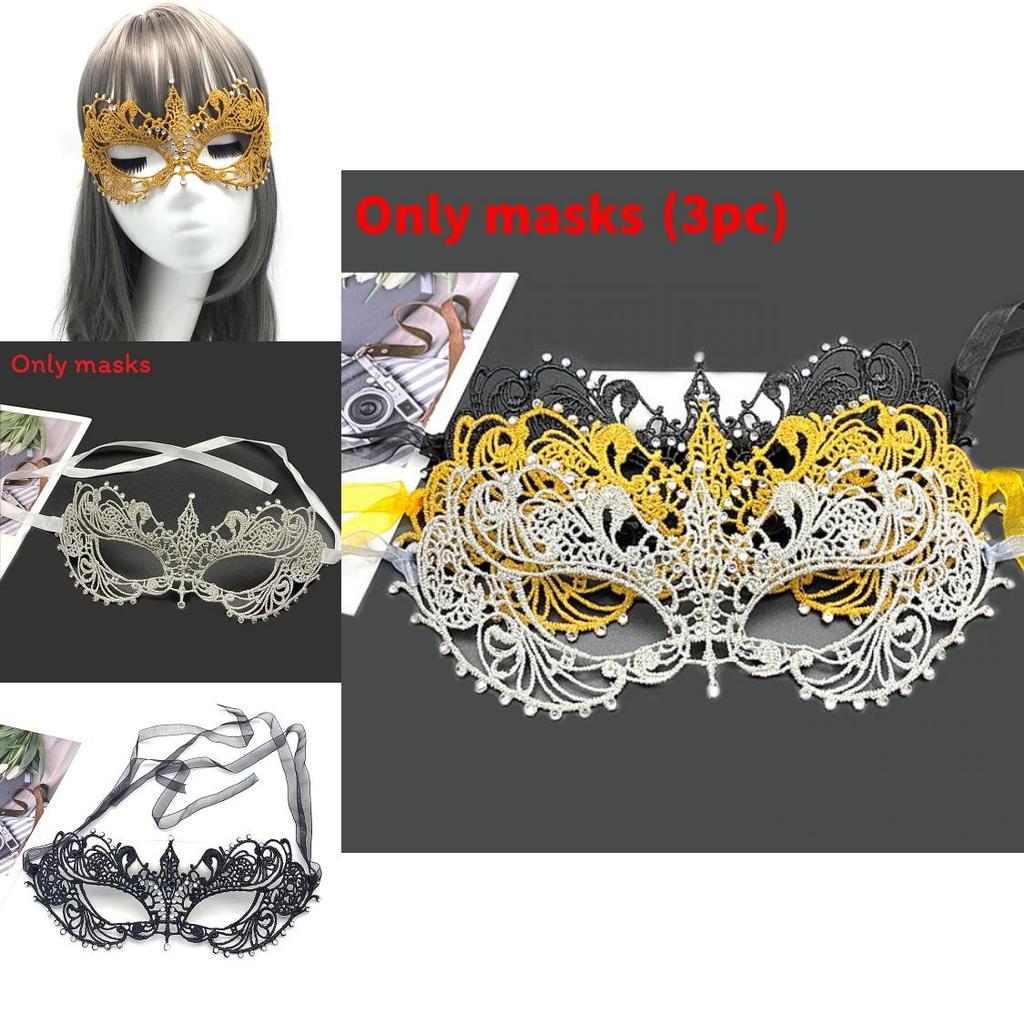 Costume Makeup Mask With Lace And Glitter Accents For Venue Celebrations And Halloween Themed Events