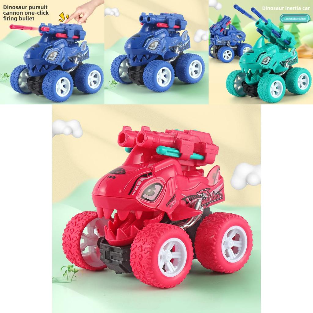 Kids Dinosaur Inertia Dual Projectile Toy Car For Handeye Coordination And Parentchild Interaction