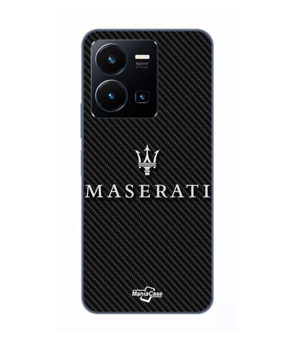 Coque Pour Vivo Y35 4G MASERTATI BLANC FOND CARBONNE Maniacase