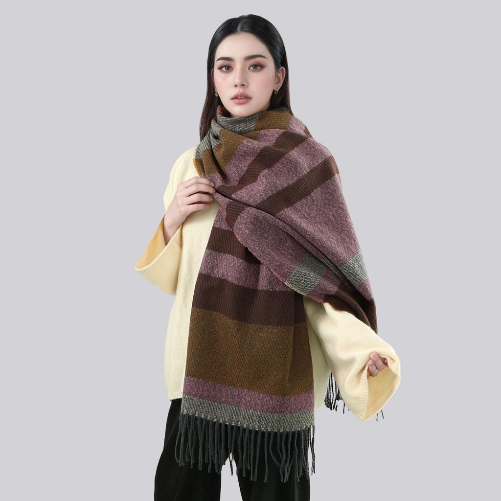 Warm Cashmere Blanket Women Travel Winter Scarf Fashion Plaid Pashmina Thick Shawl Wraps With Tassel Casual Bufanda Poncho New