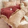 Spring/Summer Washed Cotton Lace 4-Piece Set - Retro French Princess Style for Student Dormitories