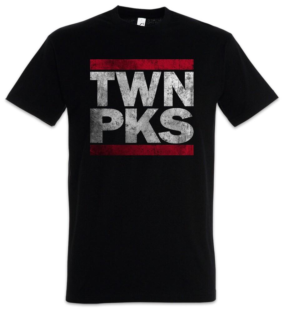 Twn Pks Mens T-Shirt Twin Film TV Series DMC Series Peaks Letters Run Fire Walk 2XL