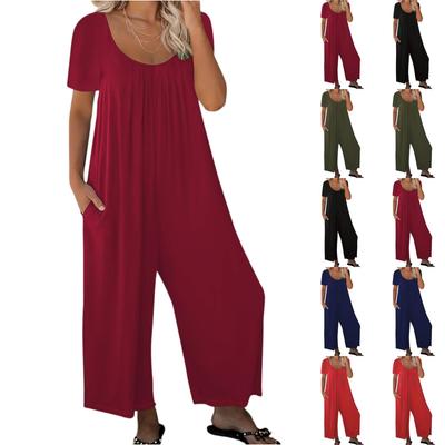 Mono Casual de Moda para Mujer, Ajuste Relajado, con Bolsillos, Manga Corta