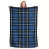 Modern Style Blue and Black Plaid Flannel Throw Blanket All-Season Comfort for Sofa and Bed Machine Washable Holiday Gifts