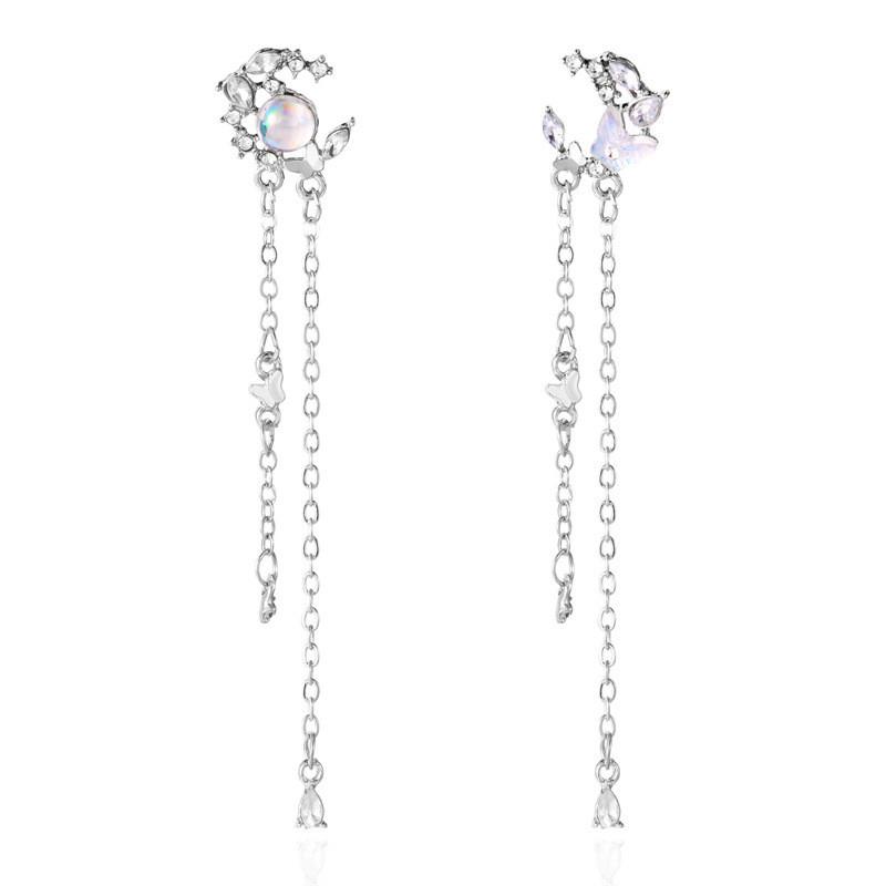 Waterdrop Butterfly Stud Earrings With Alloy And Pearl For Elegant Women