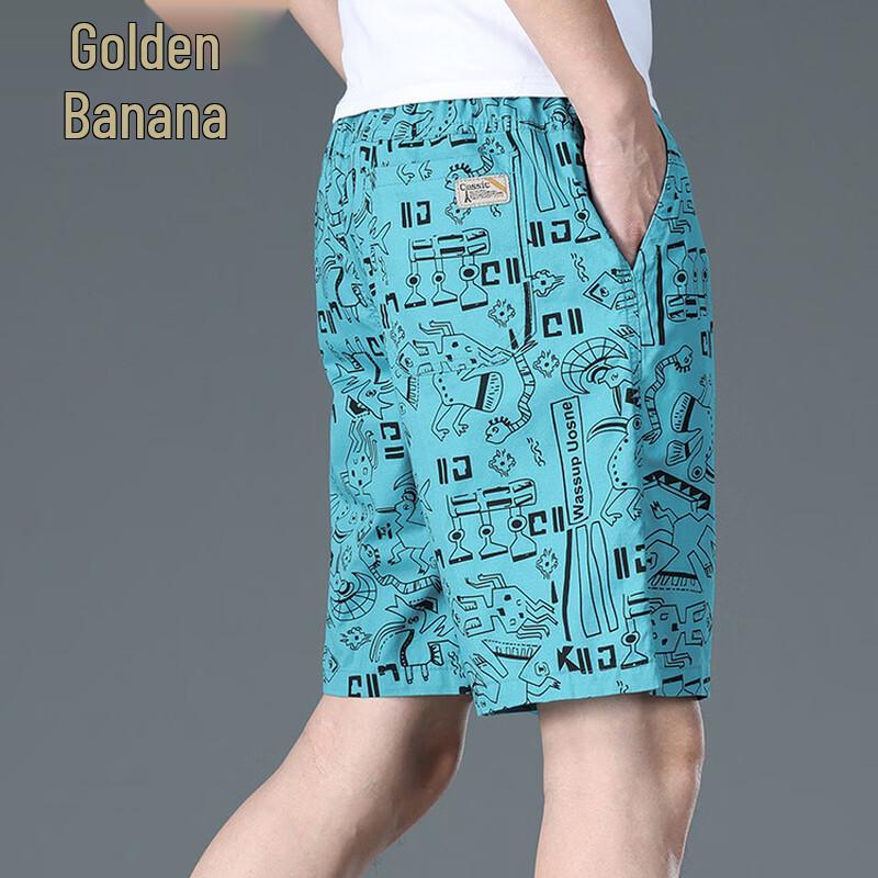 Men s Floral Print Cotton Drawstring Shorts XL