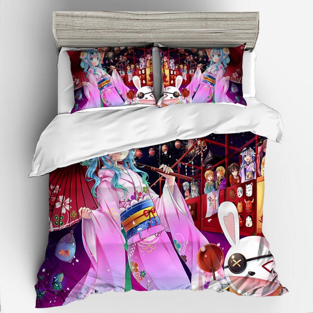 3D Digital Printing Animation Series Hatsune Quilt Cover Three-Piece Set Thickened