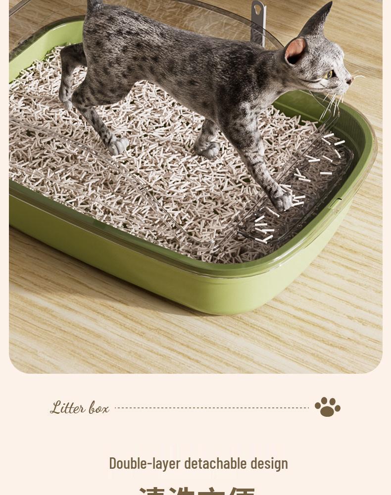 Extra velký polouzavřený kočičí záchod s vysokou ohradou a lopatkou