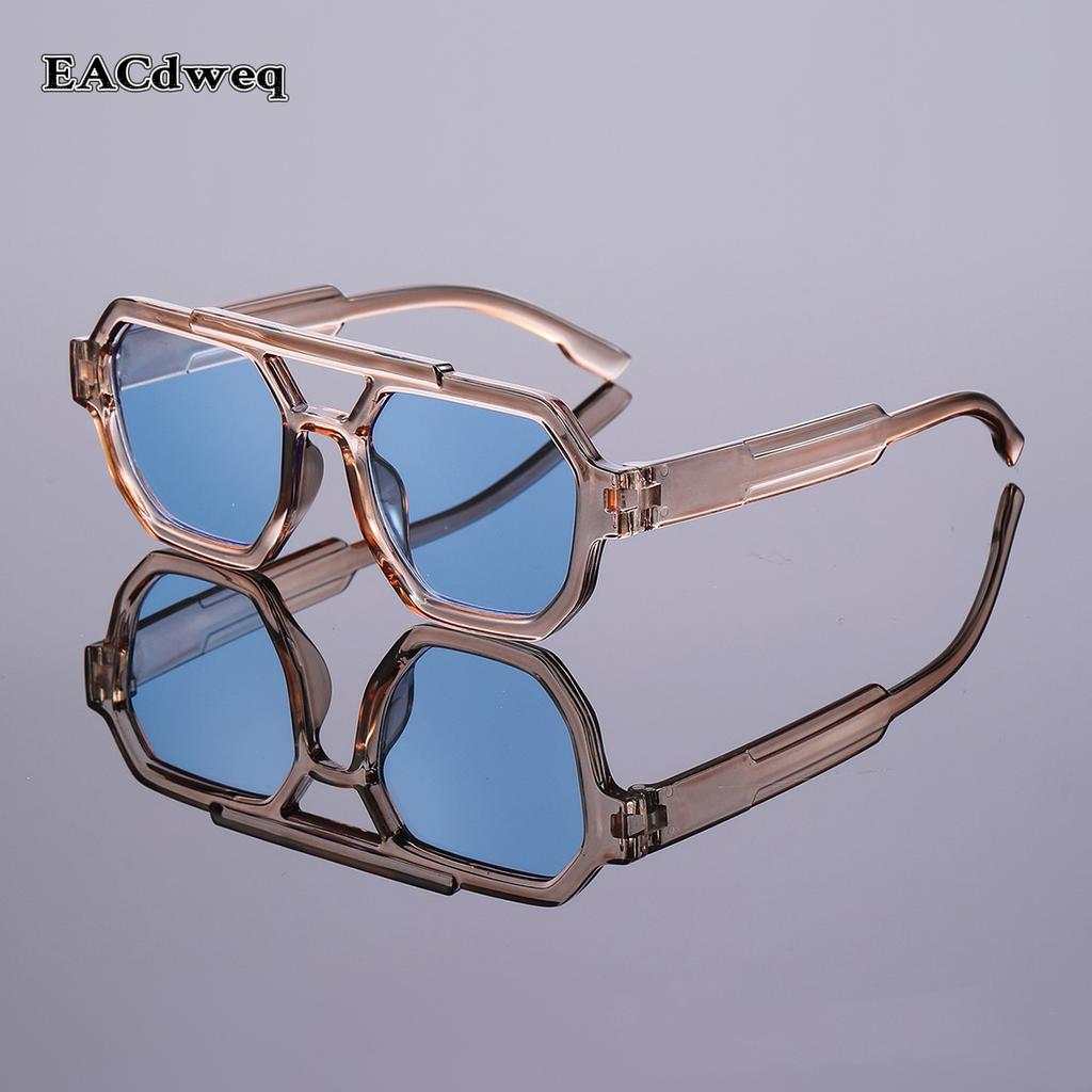 Vintage Men Double Bridges Eyewear Polygon Square Women Sunglasses Fashion Luxury Designer Eyewear Men Sun Glasses Uv400