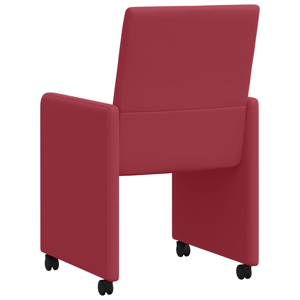 Dining Room Chairs with Casters 2 pcs Burgundy 57 x 66 x 94 cm