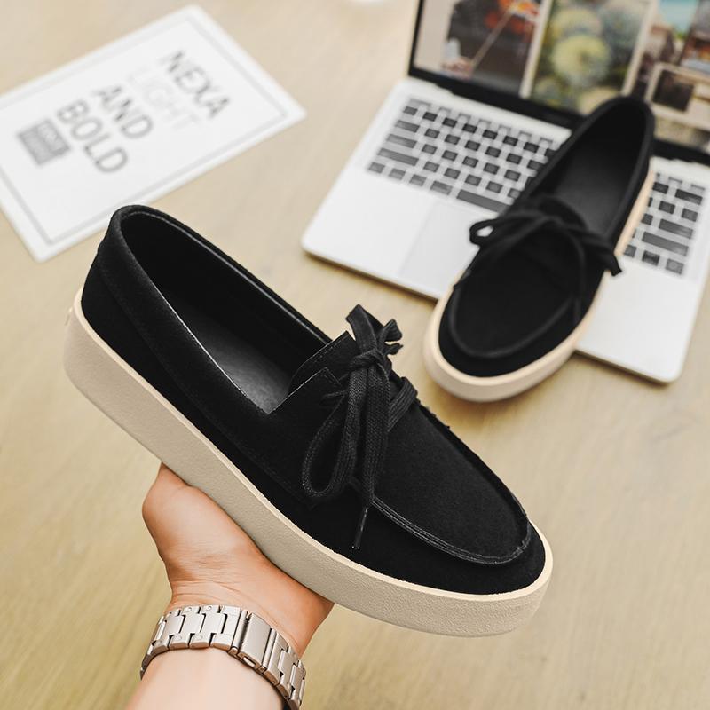 Stylish Vintage Mens Loafers Casual British Style Handmade Tooling Low Top Round Toe Lace-Up Skate Shoes Men Flat Designer Shoes