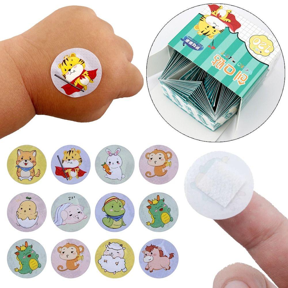 100/120PCS Round Round Band Aid Wound Dressing Children  Adhesive Bandages Cute Cartoon Bands Aid