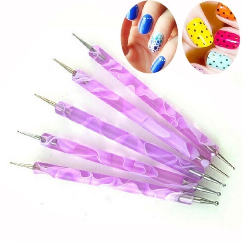 

5 шт./набор новых бьюти-ручек для рисования точками для дизайна ногтей, стайлинг, 2-сторонняя краска, мраморизация, инструменты для самостоятельного изготовления