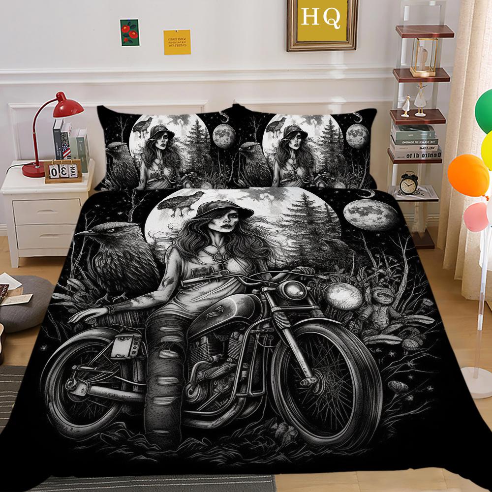 Beauty Skull Printed Home Bedclothes Single Size Polyester Bed Set Man Design Fashion Bedroom Decor