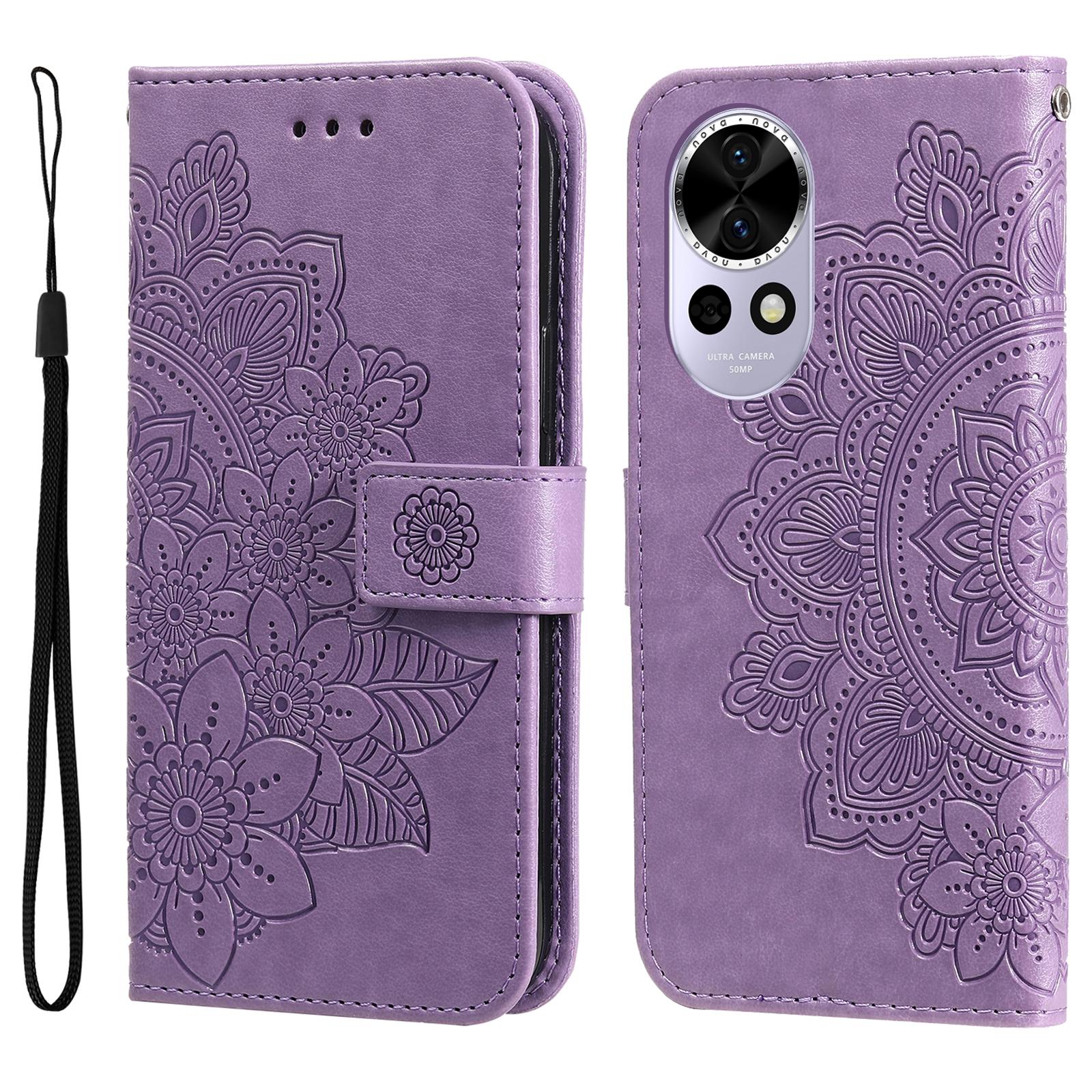 

Для Huawei nova 14 5G/nova 13 5G/nova 12 5G Чехол Кошелек из ПУ Кожи с Цветочным Рисунком Подставка Чехол для Телефона A