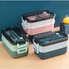 Japanese Rectangle Double Layers Bento Box Leakproof Lunch Boxes Sealed Multi-Compartment Box Lunchbox With Tableware