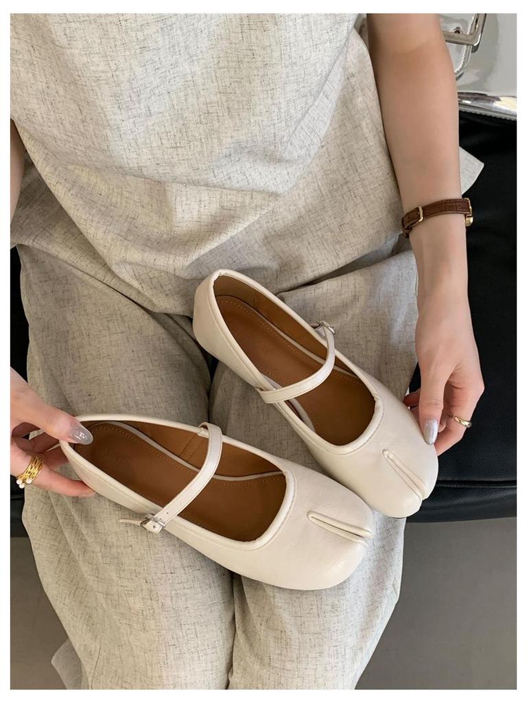 Modne Buty Tabi Ninja Damskie Płaskie Baleriny z Dzielonym Palcem Baleriny Damskie Mokasyny na Okrągłym Obcasie Tacones Damskie Mokasyny Marka Mujer