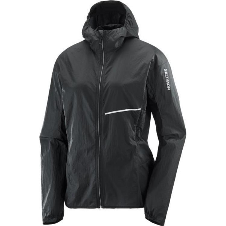 

Salomon Sense Aero Wind Solid Color Hooded Long Sleeve Jacket Women Jacket Deep-Black C22038 S