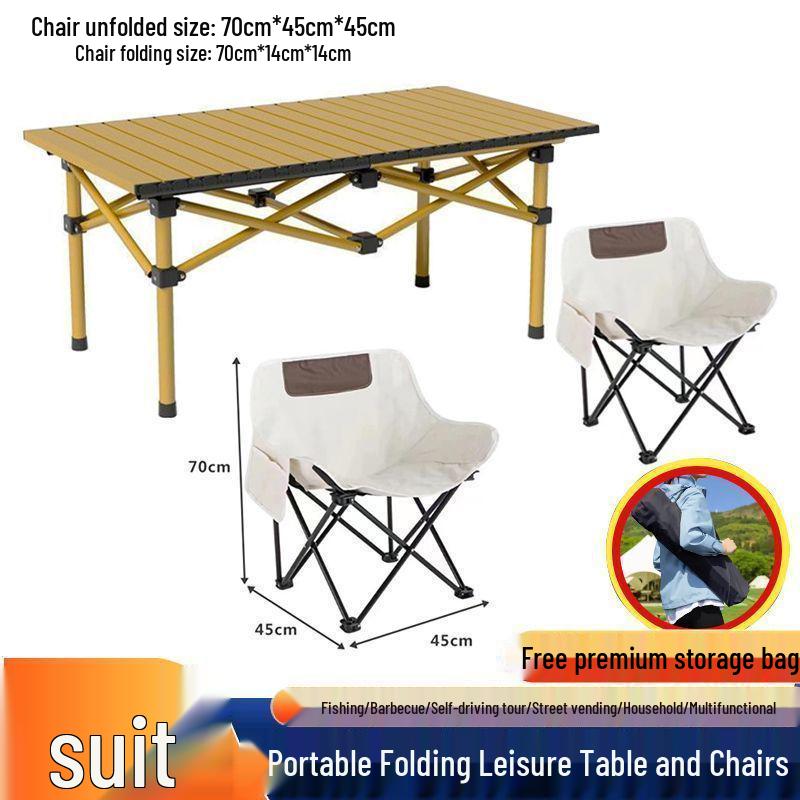 A1R Outdoor Folding Moon Set: Portable Casual Picnic Table & Chair with Backrest