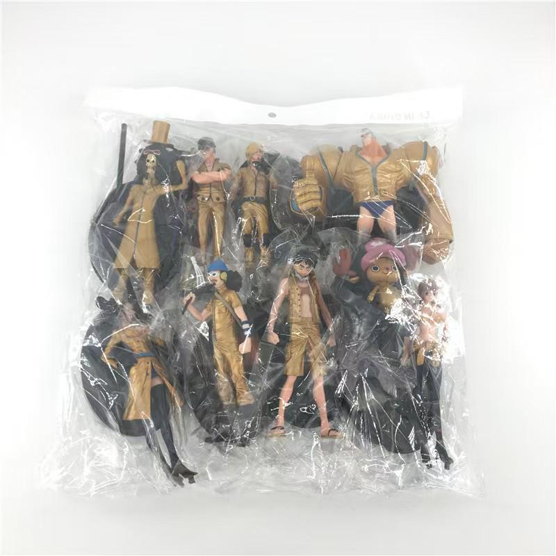 9 Styles One Piece Straw Hat Pirates Black Outfit Gold City Anime Figure Collectible