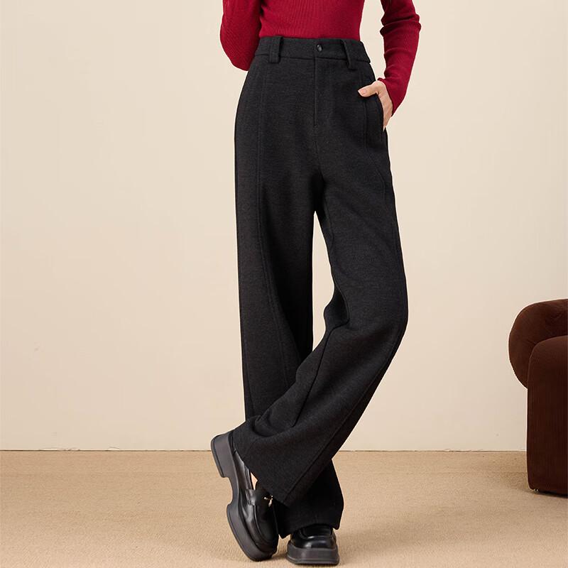 Fanzhen Women's 2024 Autumn/Winter Thickened Wide-Leg Wool Blend Trousers