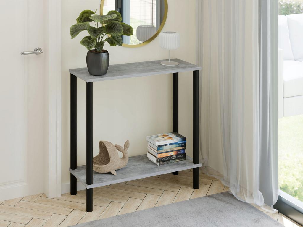 Loft Console Table with Shelf 80x30x80 Cm Metal Black for Hallway