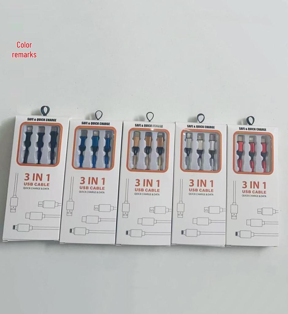 Nylon Braided 3-in-1 Multi-Head Fast Charging Cable (2A)