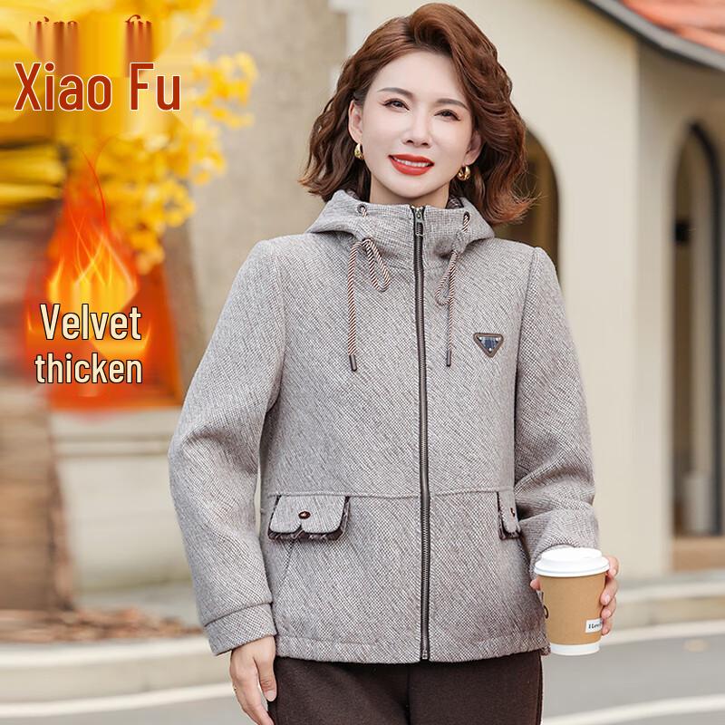 

Xiaofu Mom s 2025 Winter Fleece-Lined Casual Jacket for Women 5XL